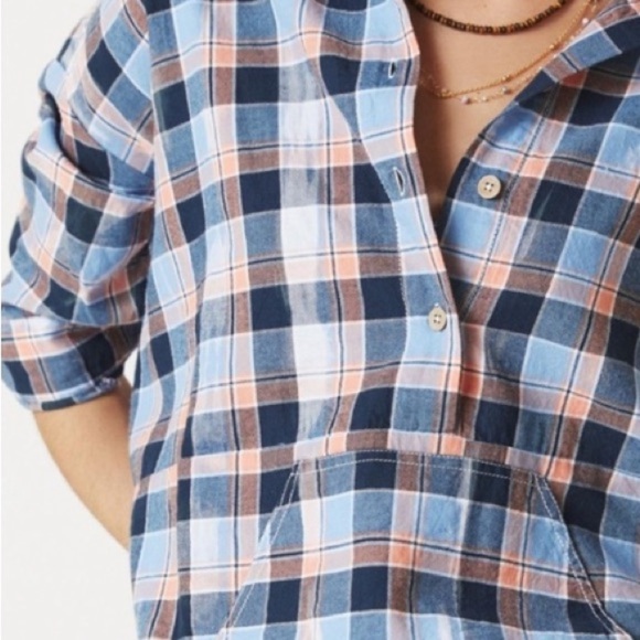 Anthropologie Pilcro Plaid Henley Tunic, oversized, XS, EUC - Picture 6 of 11